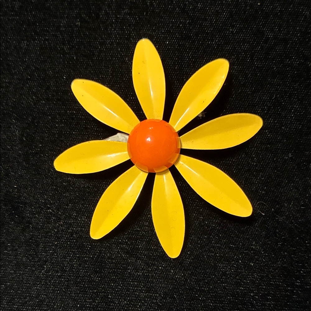 Vintage Yellow and orange flower brooch